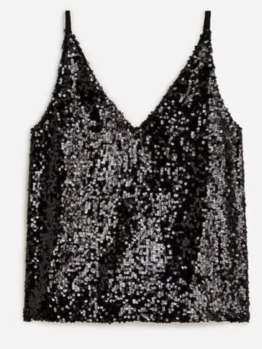 J. Crew Collection Carrie V-Neck Black Sequin Camisole Small S Oversized Tank